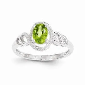 10k White Gold Peridot Diamond Ring