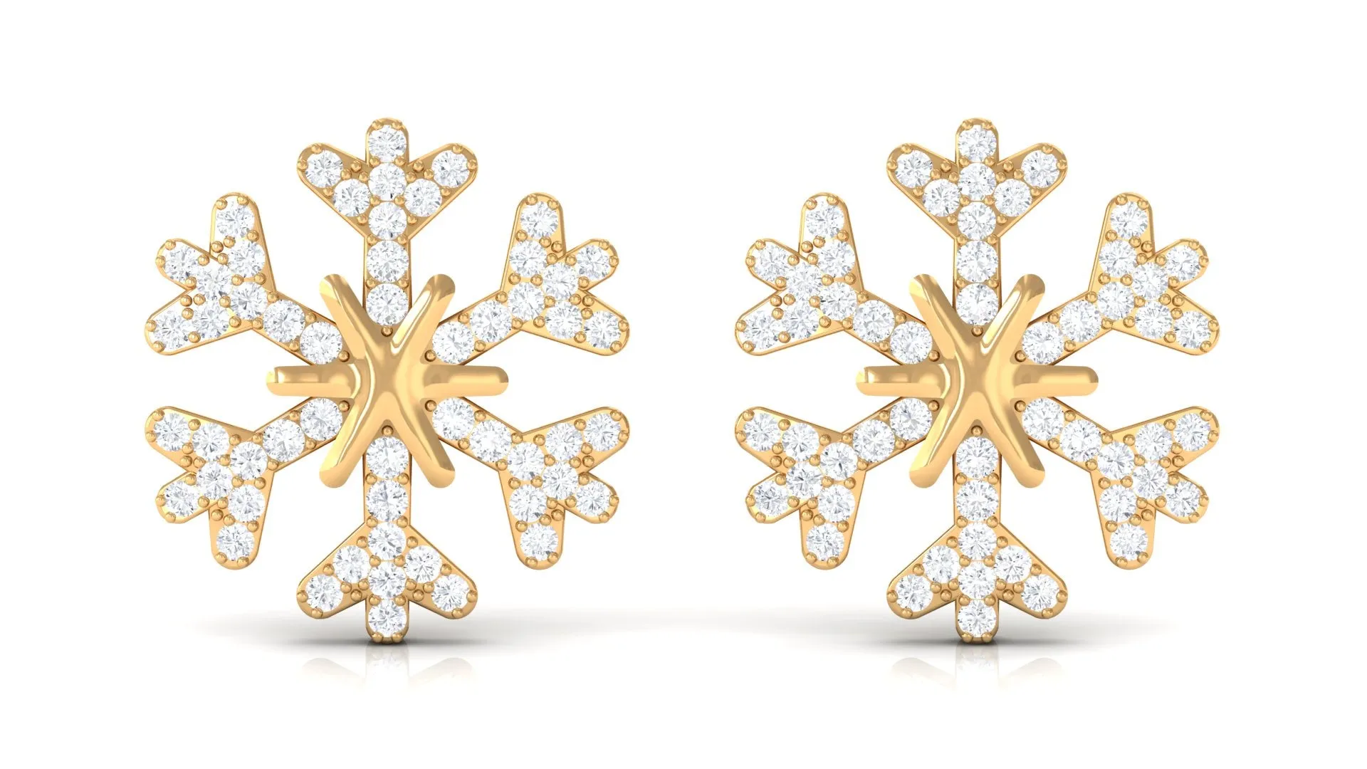 1/2 CT Snowflake Diamond Stud Earrings for Women