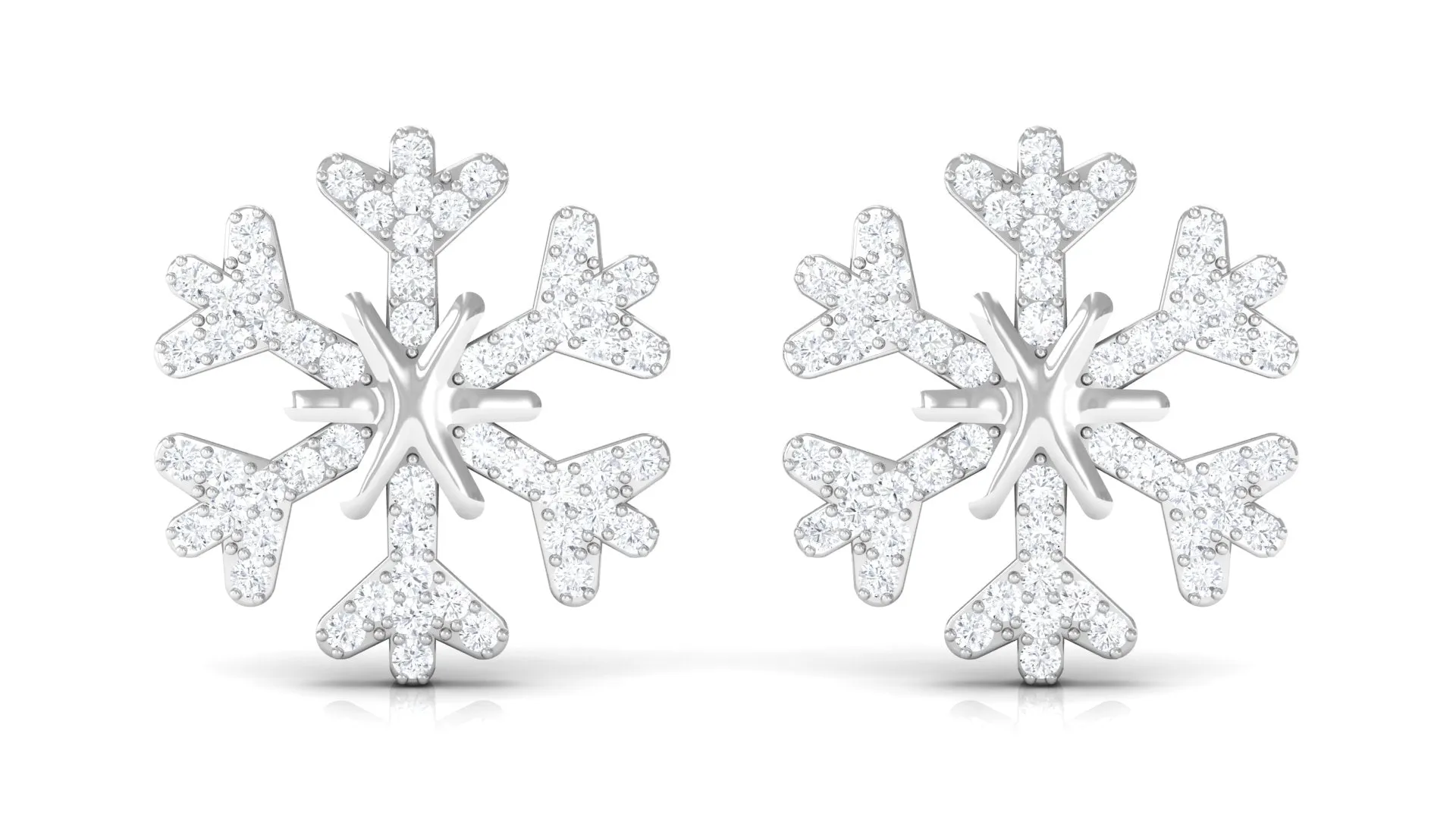 1/2 CT Snowflake Diamond Stud Earrings for Women