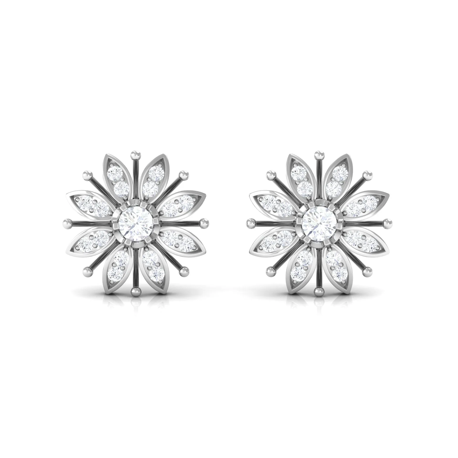 1/4 CT Contemporary Diamond Snowflake Stud Earrings