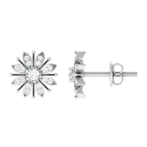 1/4 CT Contemporary Diamond Snowflake Stud Earrings