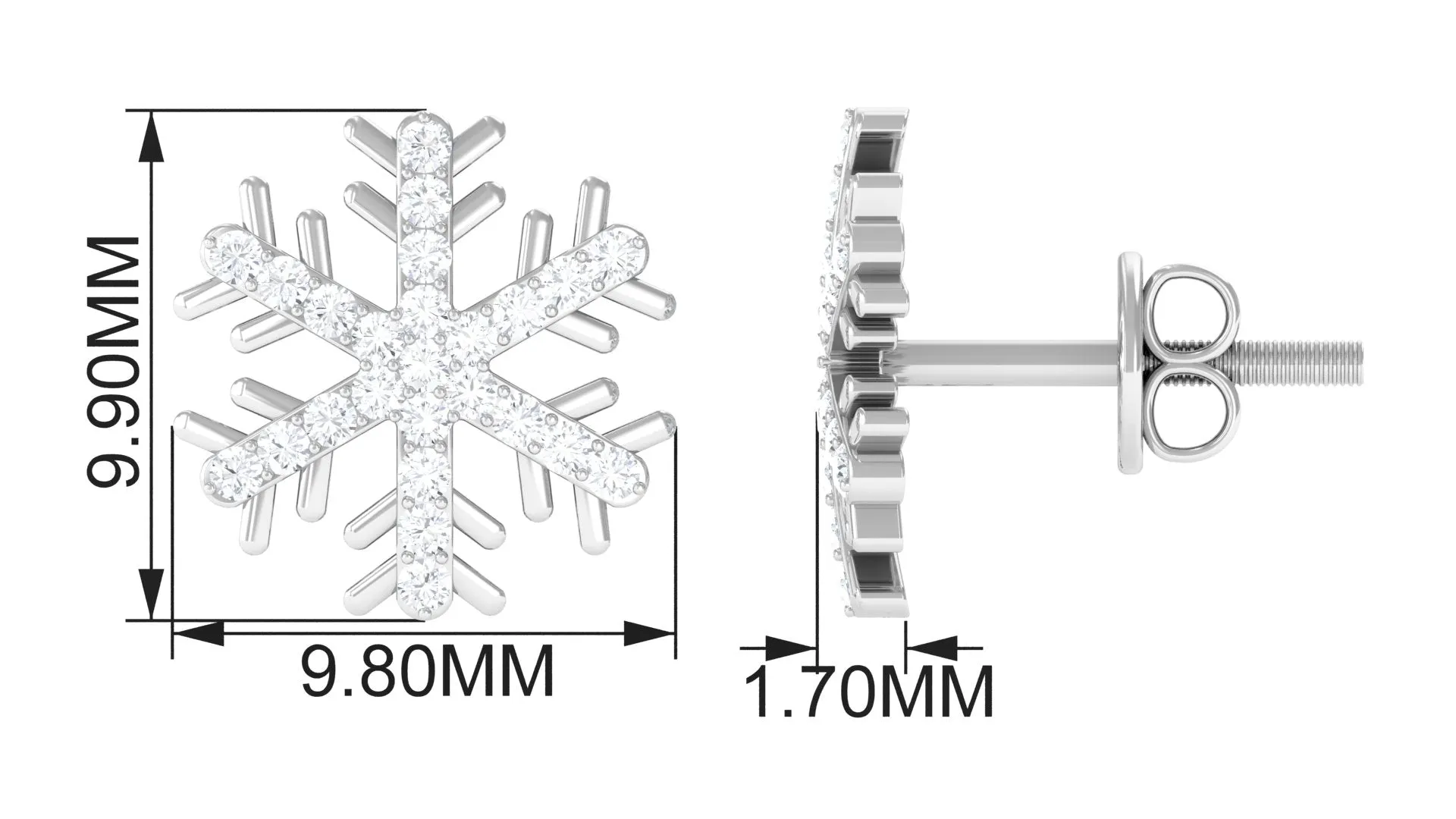 1/4 CT Contemporary Diamond Snowflake Stud Earrings