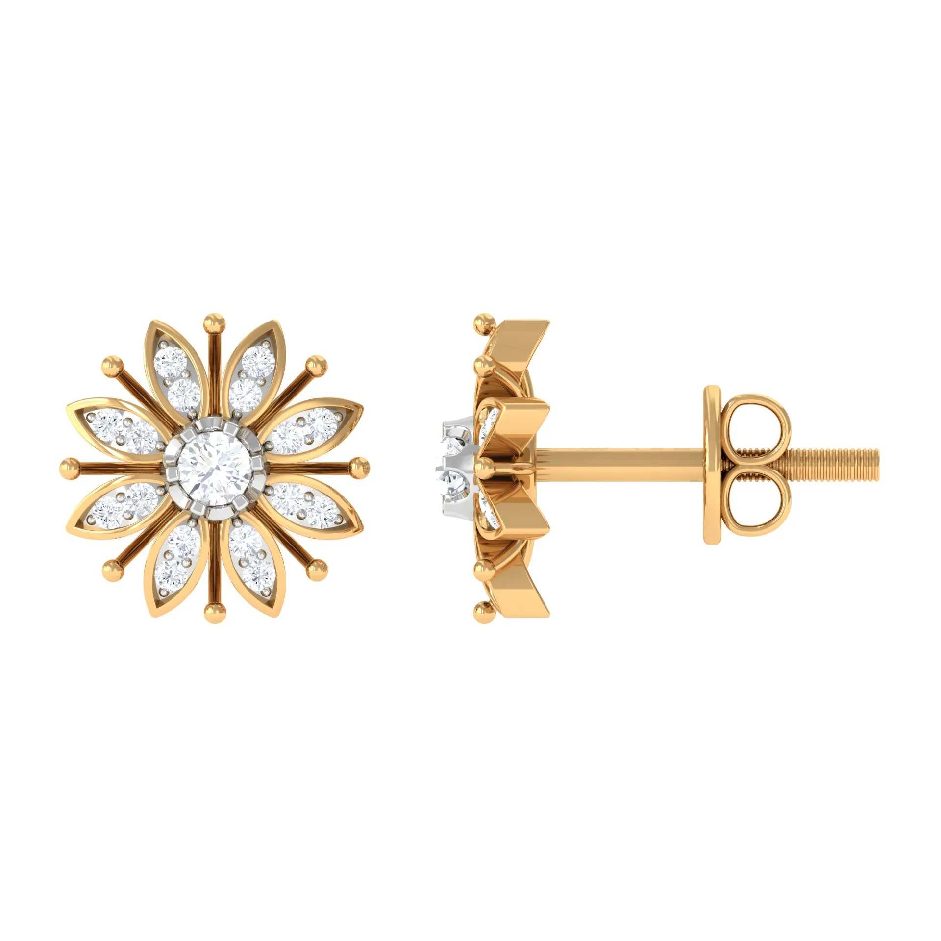 1/4 CT Contemporary Diamond Snowflake Stud Earrings