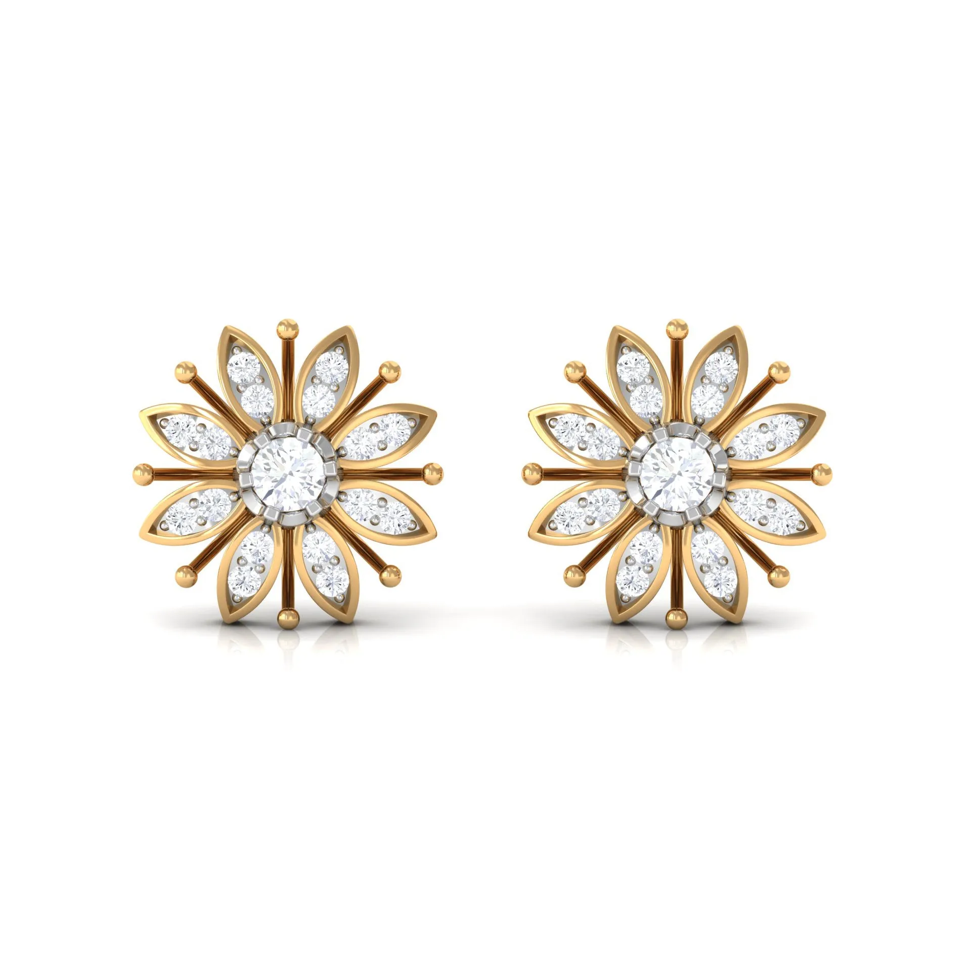 1/4 CT Contemporary Diamond Snowflake Stud Earrings