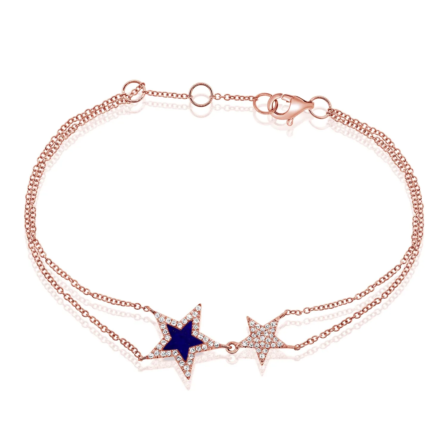 14k Gold & Diamond Lapis Star Bracelet- 0.18ct.