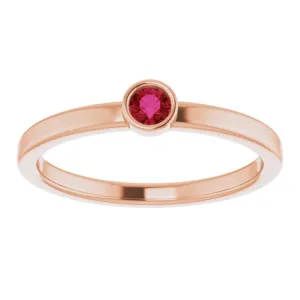 14K Rose 3 mm Lab-Grown Ruby Ring