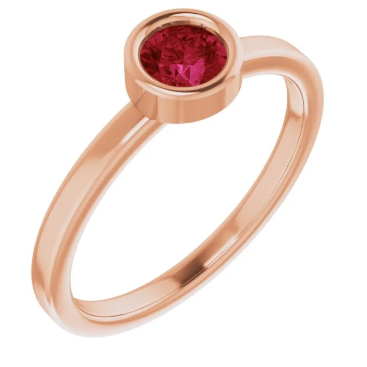 14K Rose 4.5 mm Natural Ruby Ring