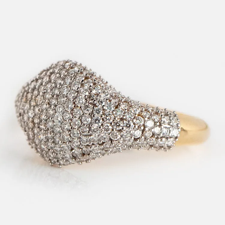 14k Solid Gold Pave Diamond Signet Ring