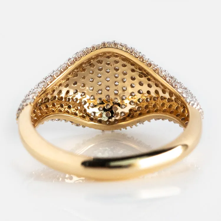 14k Solid Gold Pave Diamond Signet Ring