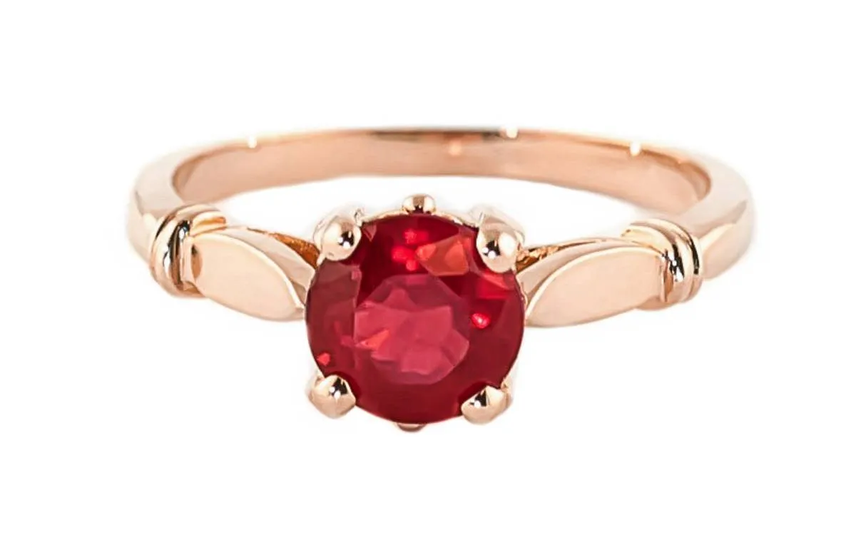 14K Solid Rose Gold Solitaire Ring Natural Ruby Series