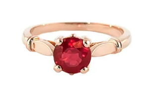 14K Solid Rose Gold Solitaire Ring Natural Ruby Series