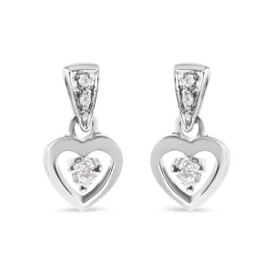 14K White Gold 1/6 Cttw Diamond Dangle Heart Stud Earrings (H-I, SI2-I1)