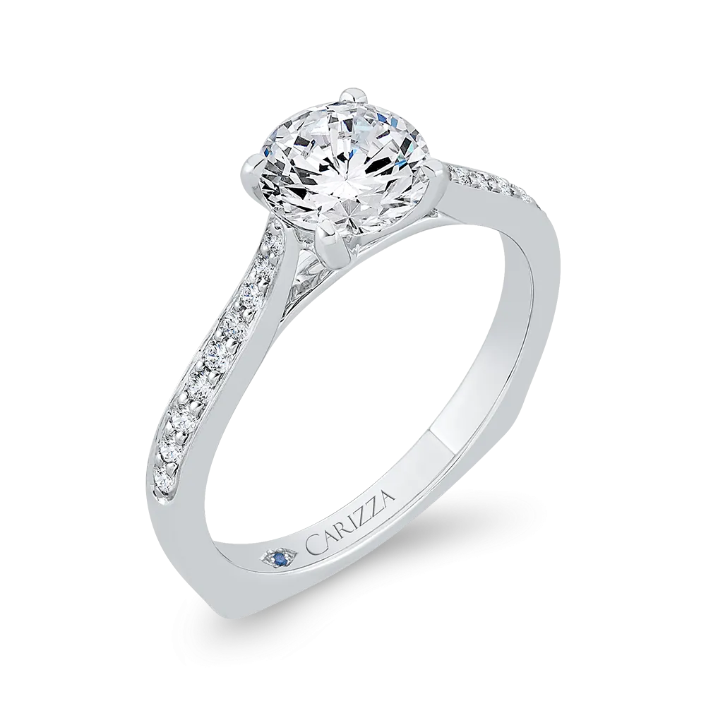 14K White Gold Diamond Engagement Ring with Euro Shank (Semi-Mount)