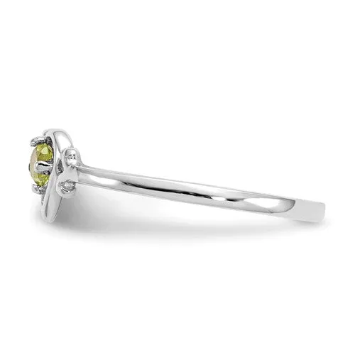 14k White Gold Genuine Peridot August Birthstone Heart Ring