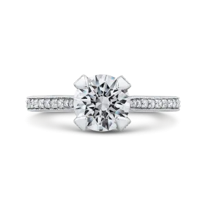 14K White Gold Round Diamond Classic Engagement Ring (Semi Mount)