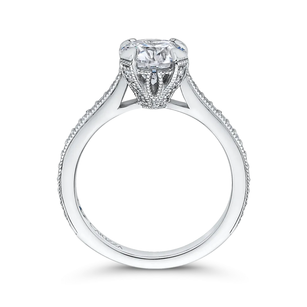 14K White Gold Round Diamond Classic Engagement Ring (Semi Mount)