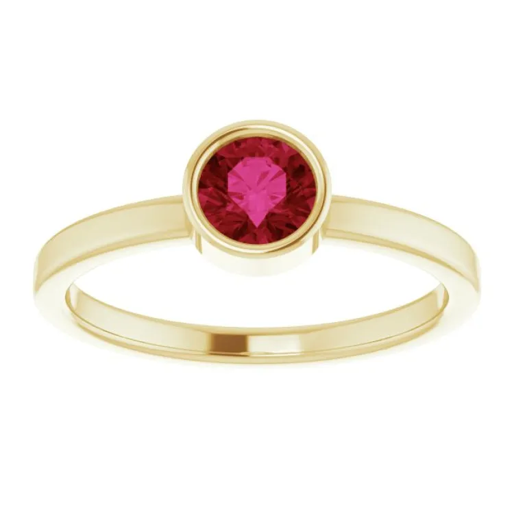 14K Yellow 5 mm Natural Ruby Ring