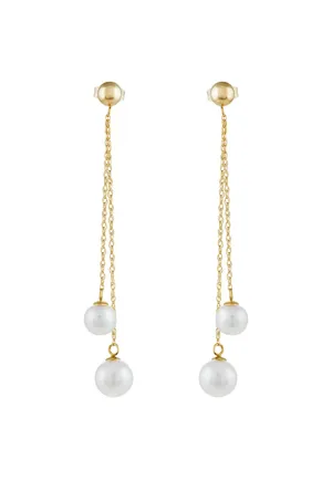 14K Yellow Gold Cultured Fresh Water Pearl Earrings