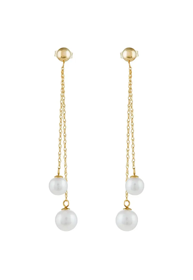 14K Yellow Gold Cultured Fresh Water Pearl Earrings