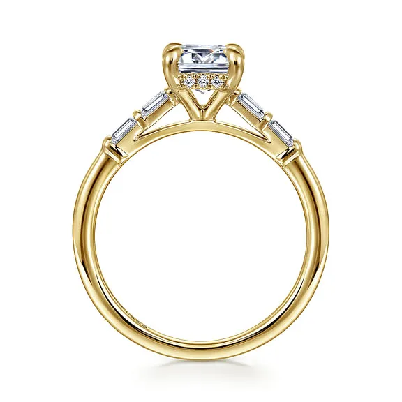 14K Yellow Gold Emerald Cut Diamond Engagement Ring