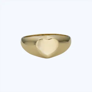 14K Yellow Gold Heart Signet Ring