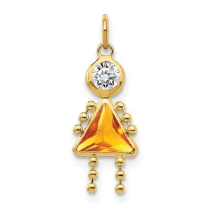 14k Yellow Gold November Girl Gemstone Charm