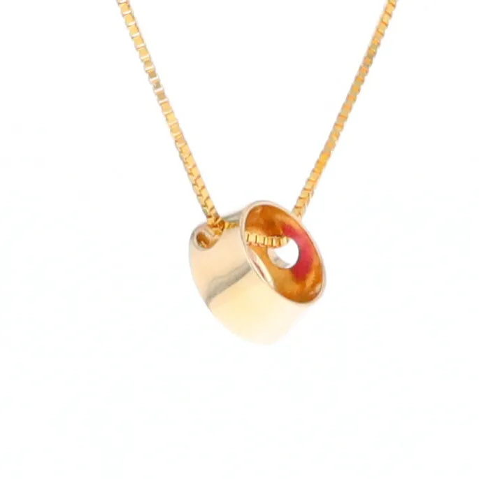 14KT Yellow Gold Round Brilliant Cut Ruby Bezel Set Solitaire Necklace