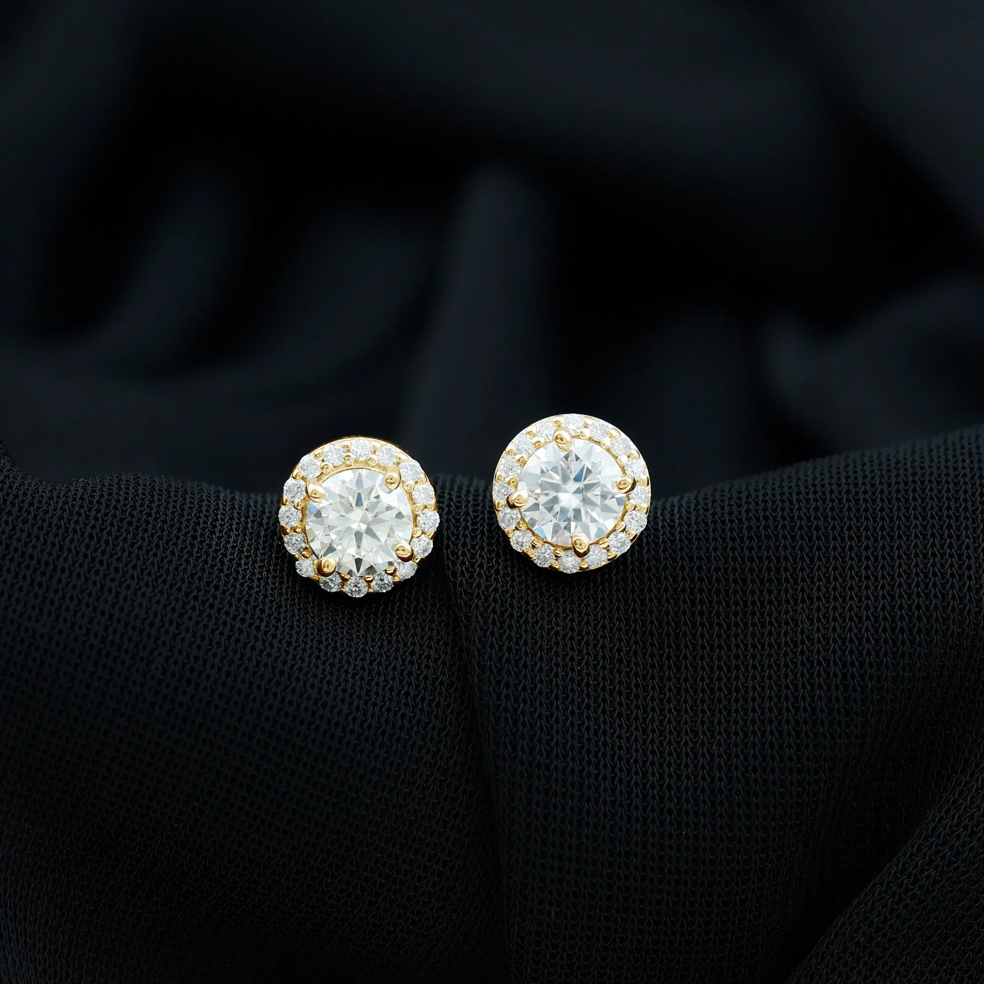 1.5 CT Moissanite Halo Stud Earrings