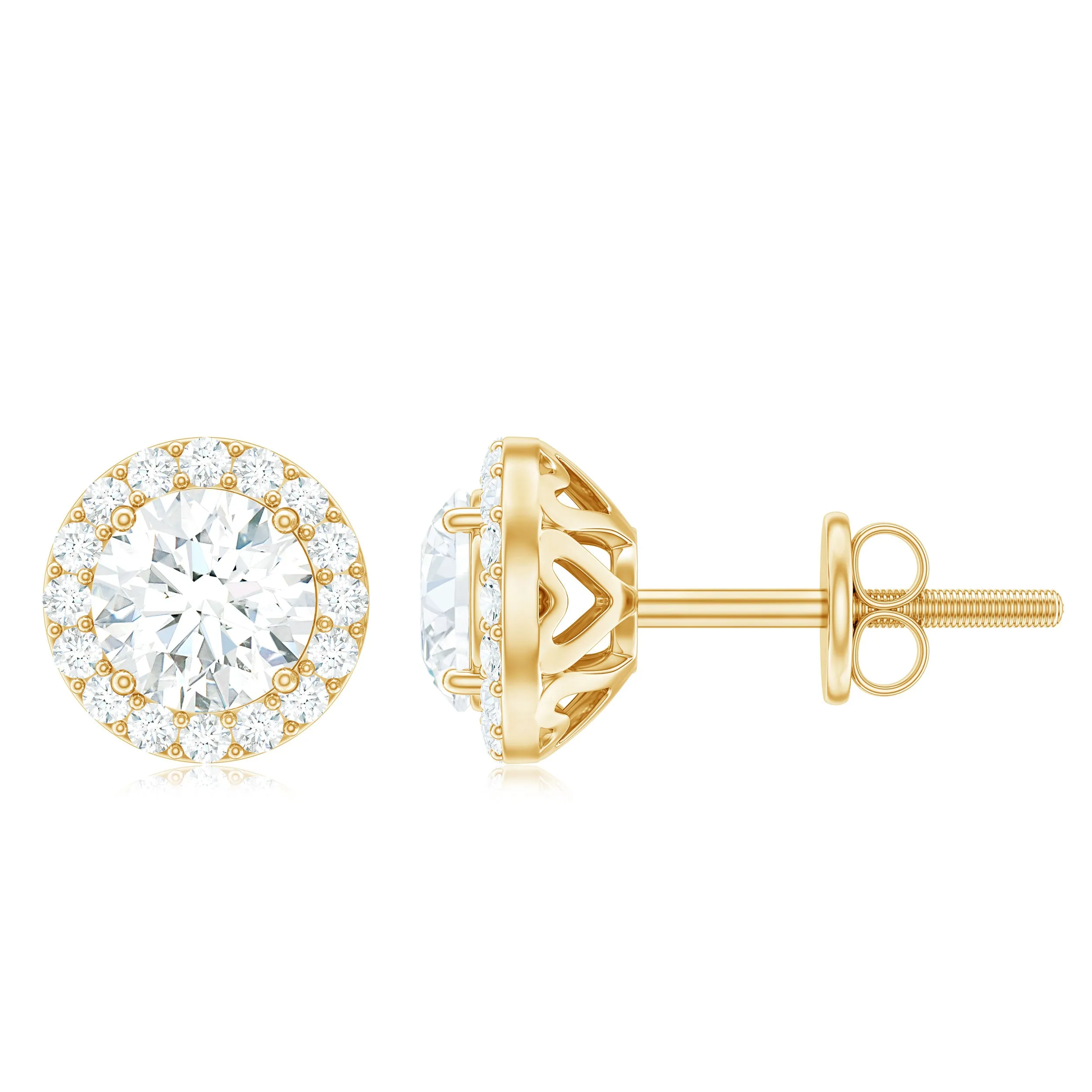 1.5 CT Moissanite Halo Stud Earrings