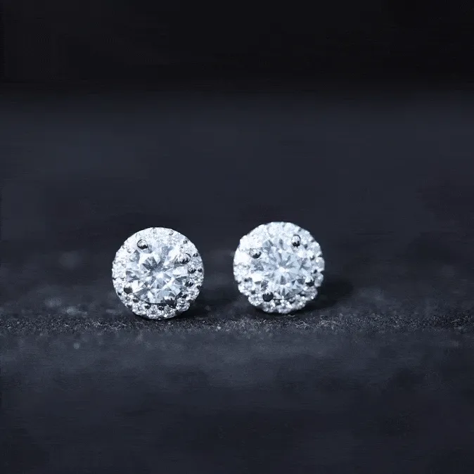 1.5 CT Moissanite Halo Stud Earrings