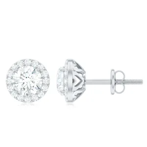 1.5 CT Moissanite Halo Stud Earrings