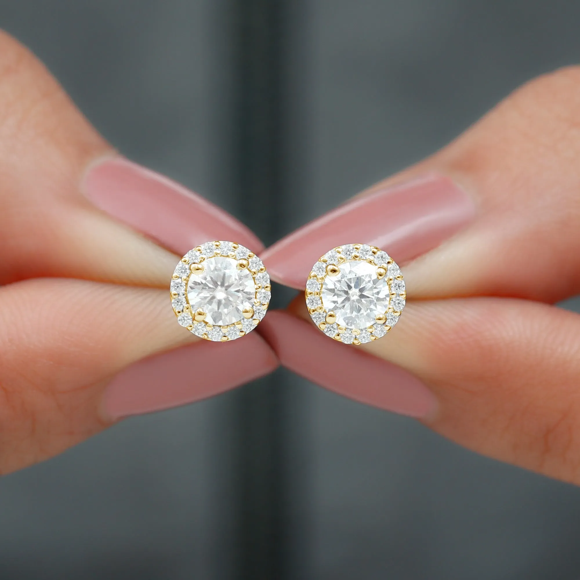 1.5 CT Moissanite Halo Stud Earrings