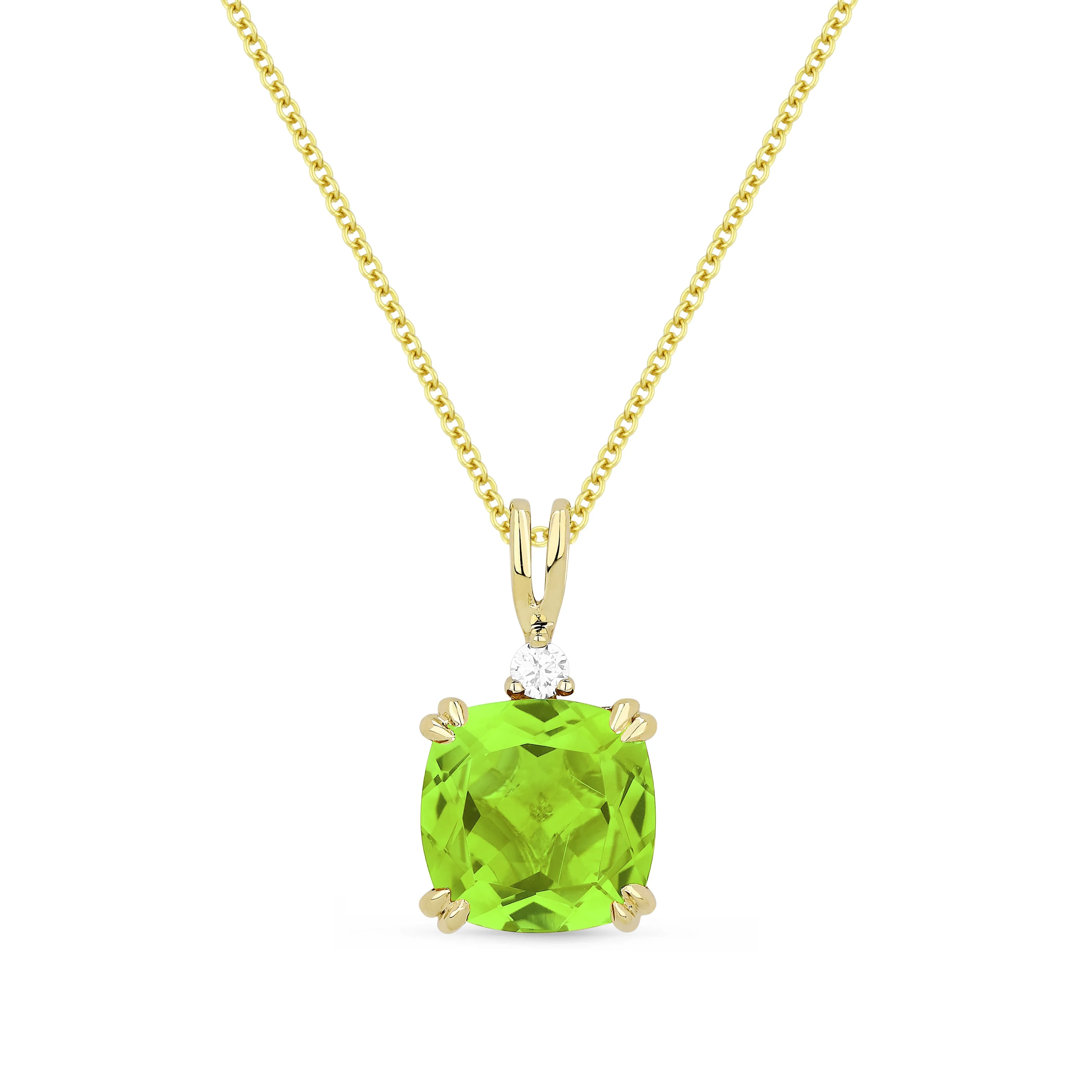 1.75Ct Peridot 16"pendant Necklace In 14K Yellow Gold