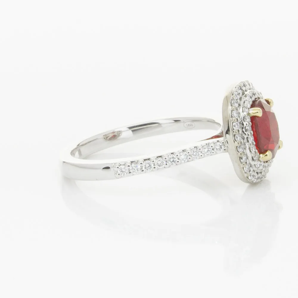 18ct White & Yellow Gold 1.83ct Ruby & Diamond Ring