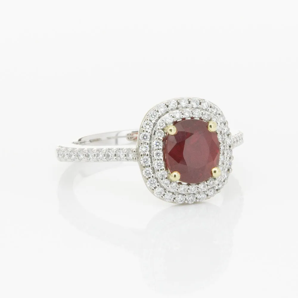 18ct White & Yellow Gold 1.83ct Ruby & Diamond Ring