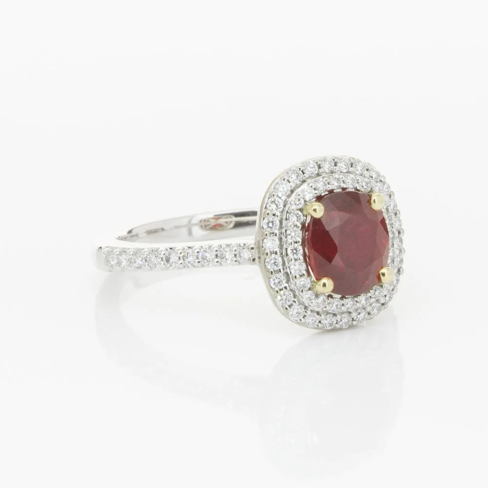 18ct White & Yellow Gold 1.83ct Ruby & Diamond Ring