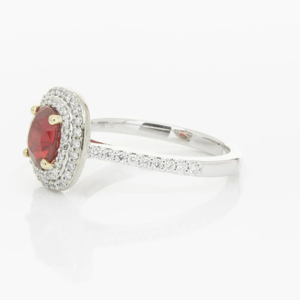 18ct White & Yellow Gold 1.83ct Ruby & Diamond Ring