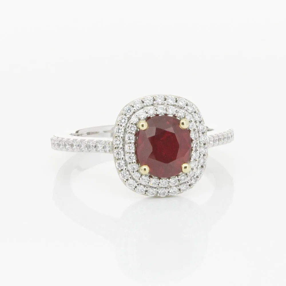 18ct White & Yellow Gold 1.83ct Ruby & Diamond Ring