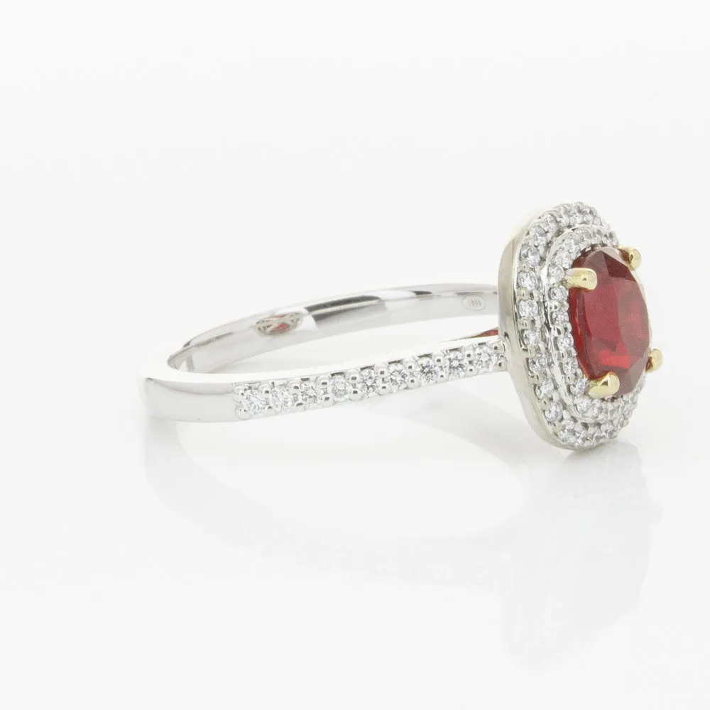 18ct White & Yellow Gold 1.83ct Ruby & Diamond Ring