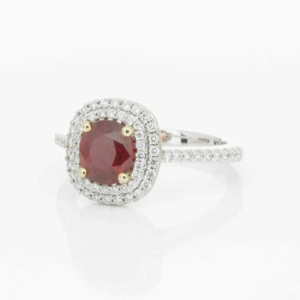 18ct White & Yellow Gold 1.83ct Ruby & Diamond Ring