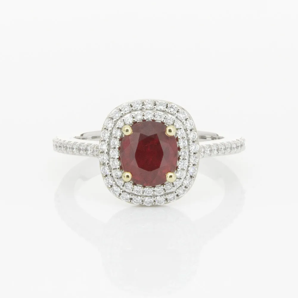 18ct White & Yellow Gold 1.83ct Ruby & Diamond Ring