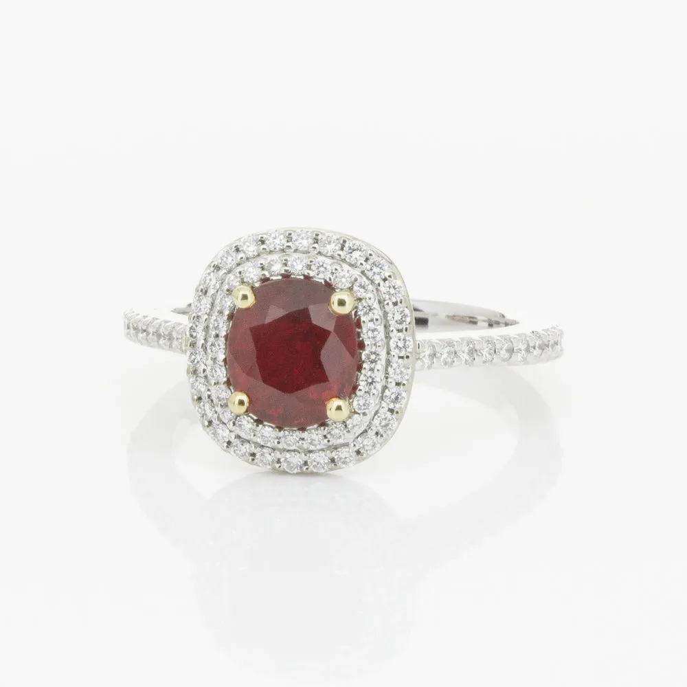 18ct White & Yellow Gold 1.83ct Ruby & Diamond Ring