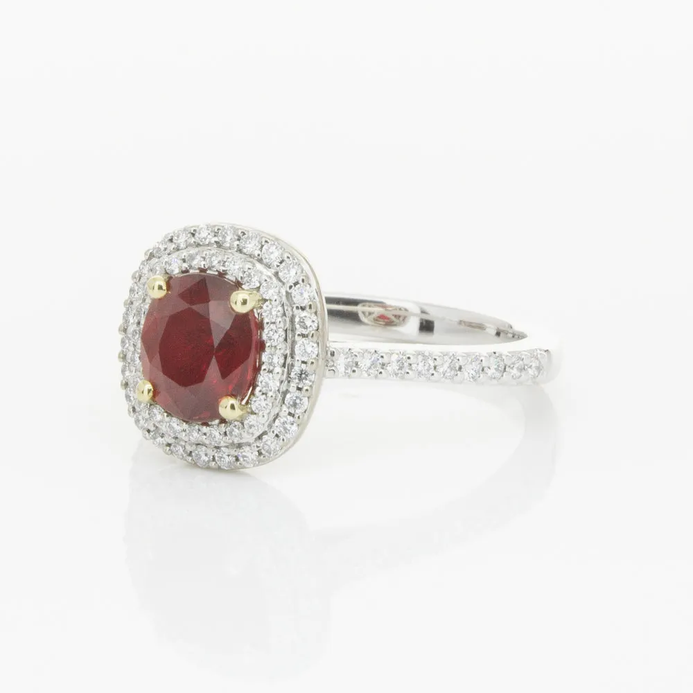 18ct White & Yellow Gold 1.83ct Ruby & Diamond Ring