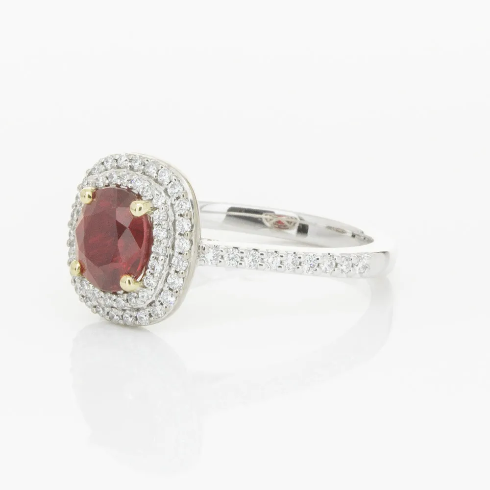 18ct White & Yellow Gold 1.83ct Ruby & Diamond Ring