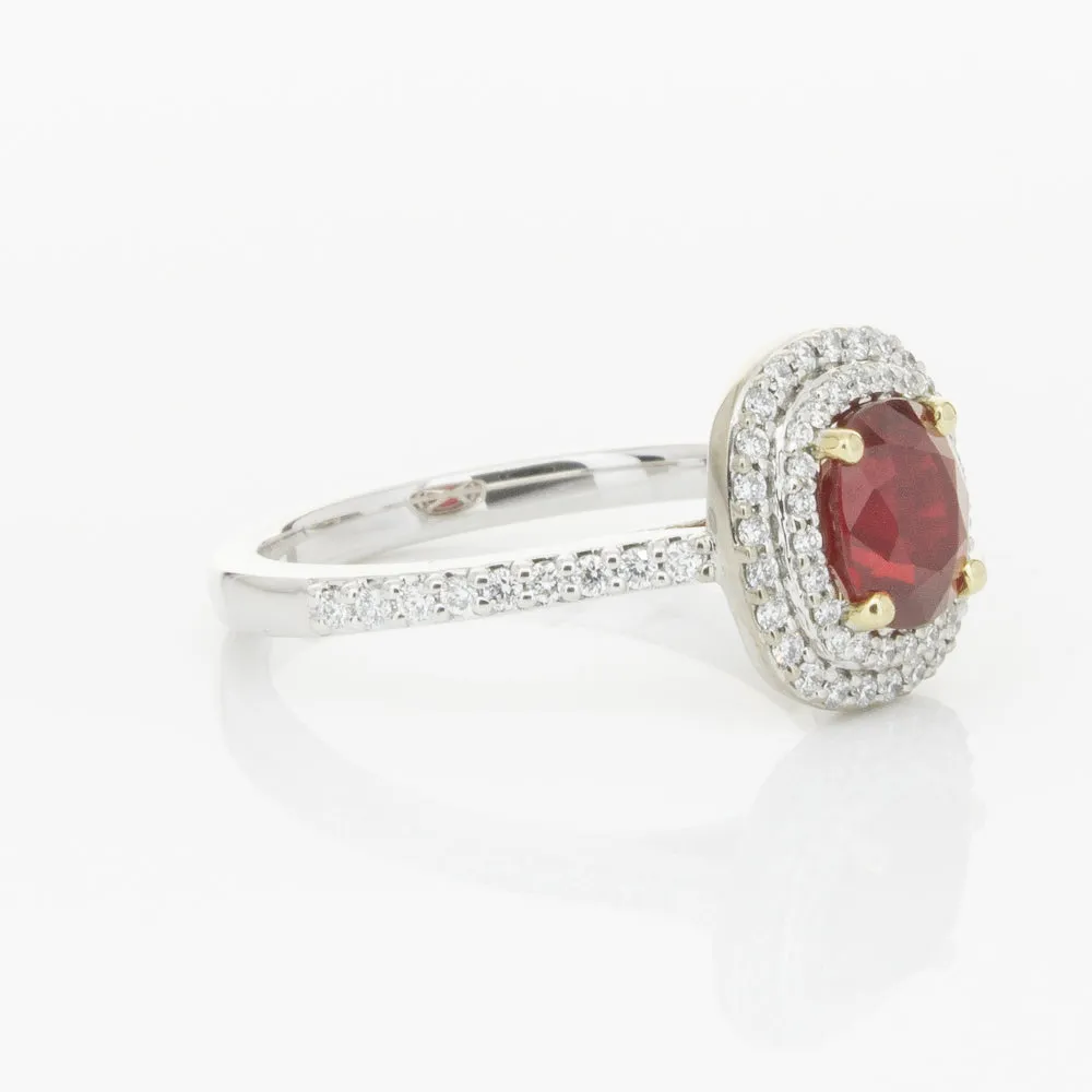 18ct White & Yellow Gold 1.83ct Ruby & Diamond Ring