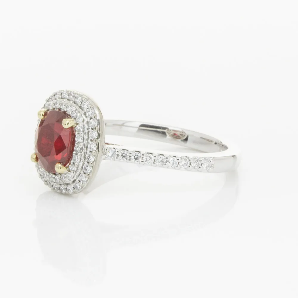 18ct White & Yellow Gold 1.83ct Ruby & Diamond Ring