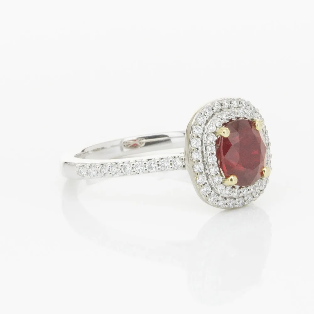 18ct White & Yellow Gold 1.83ct Ruby & Diamond Ring