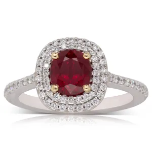 18ct White & Yellow Gold 1.83ct Ruby & Diamond Ring