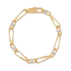 18K Yellow Gold Twisted Coil Link Bracelet With Diamonds