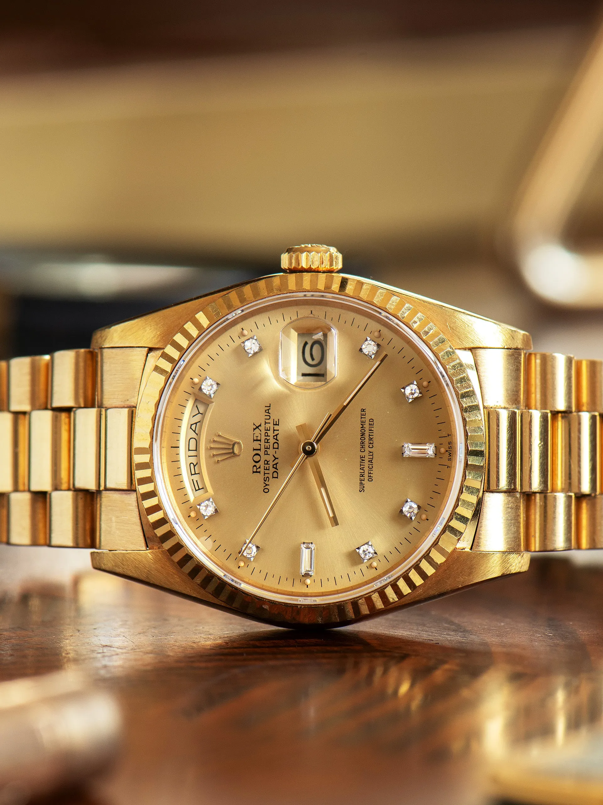 1989 Rolex Day-Date 18K YG (Ref. 18238) Champagne Diamond Dial